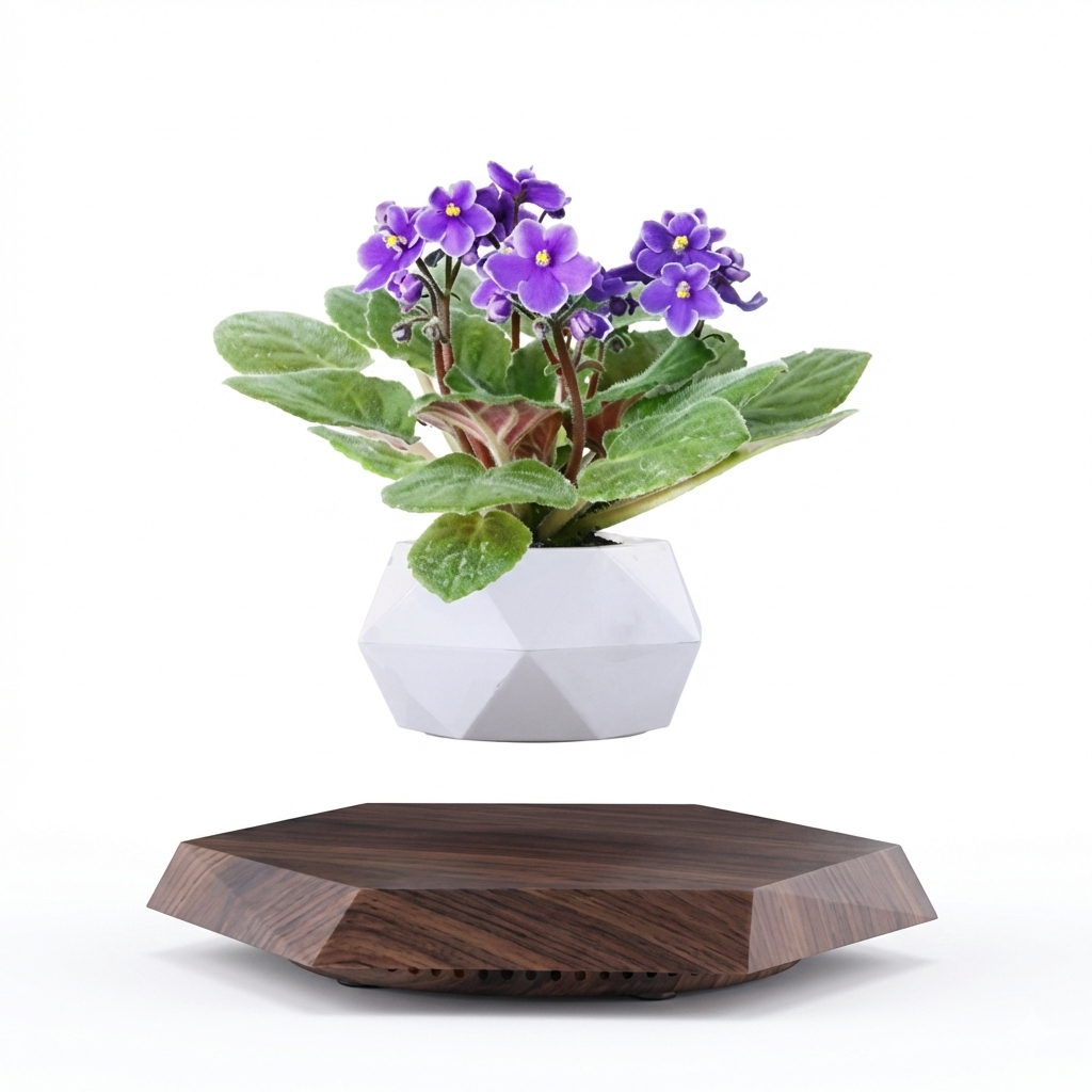 Levitating - Floating Flower Pot with Wood Base ©